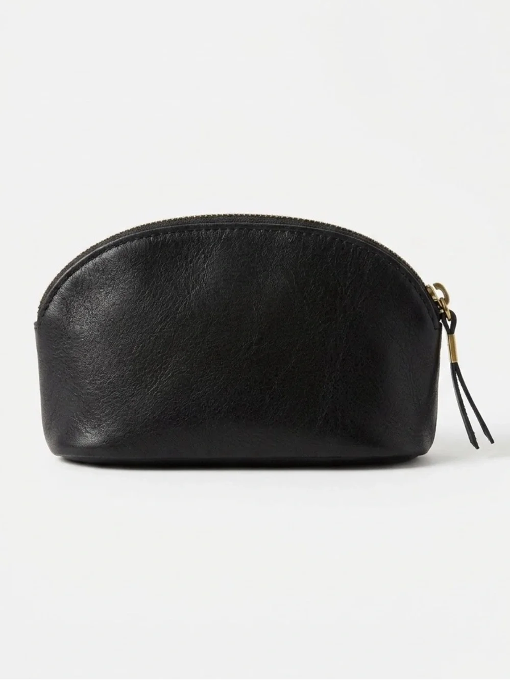 Madewell Black Leather Makeup Pouch Cosmetic Case Bag Clutch Small Zip Top